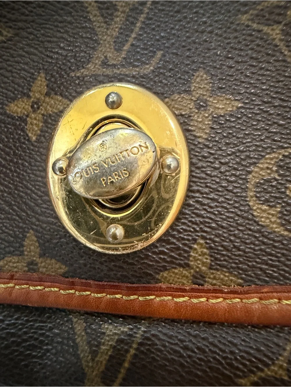 Louis Vuitton Monogram Canvas Hobo Bag with Brown Leather Trim
